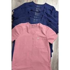 FIGS Women's Scrub Tops - Pink and Navy